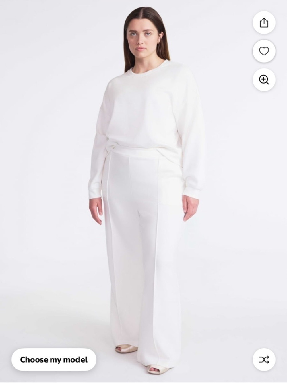 Scoop Scuba Knit Wide Leg Sweatpants Winter White Size L - Picture 3 of 9